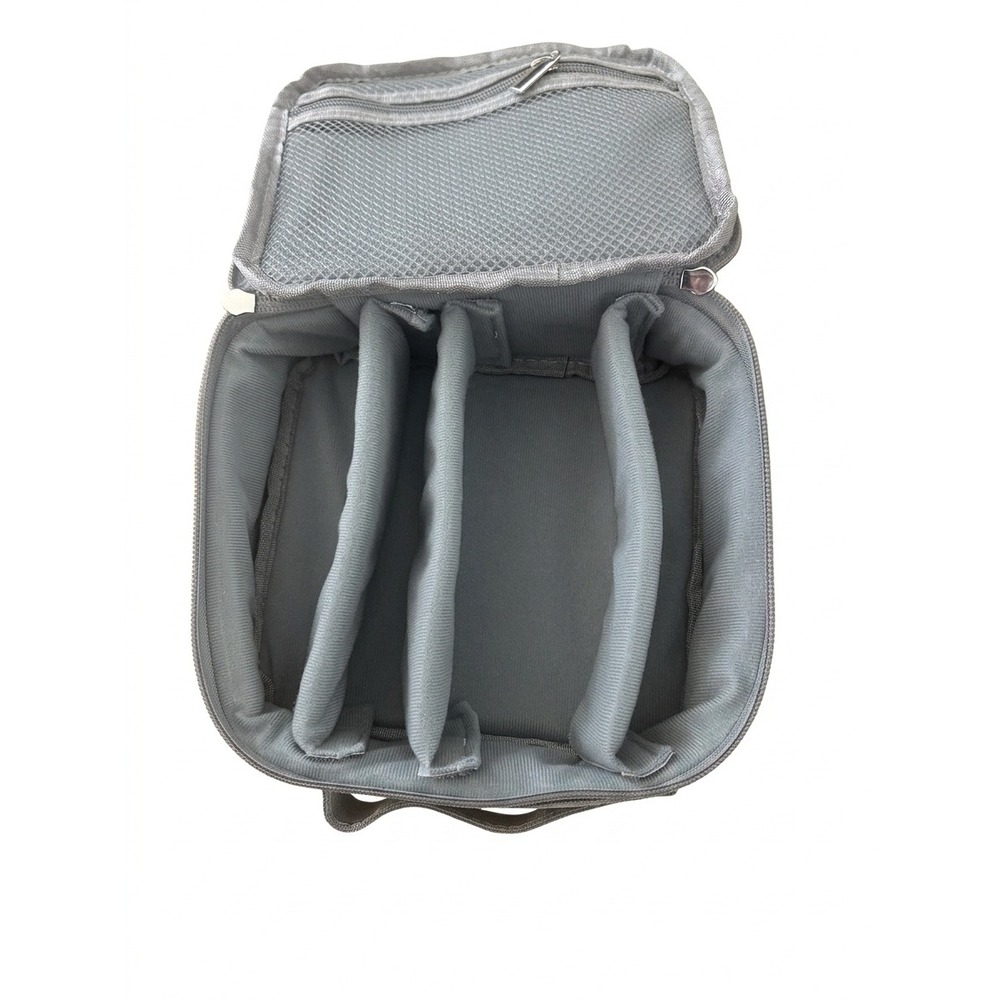 Grey Padded Electronics Travel Organizer Bag with Adjustable Dividers
